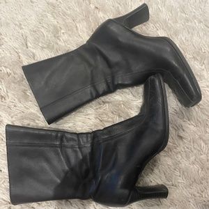 Hush Puppies Black Leather Heeled Boots